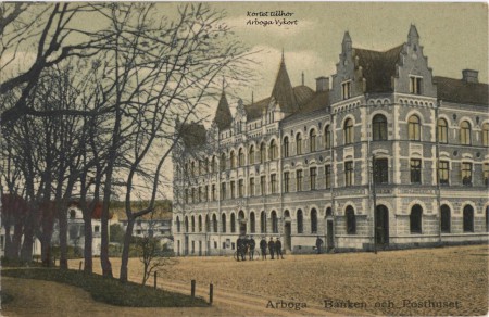 6. Örnens hus byggdes under 1895-96 på den plats Öblomska gården stått. Här flyttade sedan Sparbanken in 1897. Även Postkontor och bostäder fanns i huset. 
