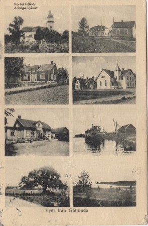 451. Götlunda, här ett flerbildkort, postgånget 1921
